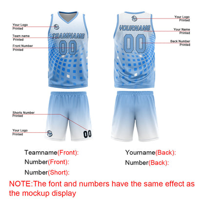 Benutzerdefinierter Weiß Blau Basketball Jersey Uniform Anzug gedruckt Ihr Logo Name Nummer