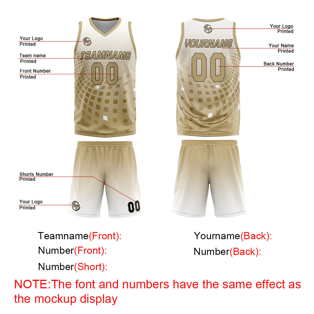 Benutzerdefinierter Weiß Braun Basketball Jersey Uniform Anzug gedruckt Ihr Logo Name Nummer