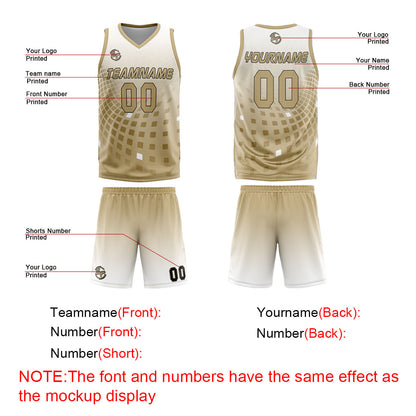 Benutzerdefinierter Weiß Braun Basketball Jersey Uniform Anzug gedruckt Ihr Logo Name Nummer