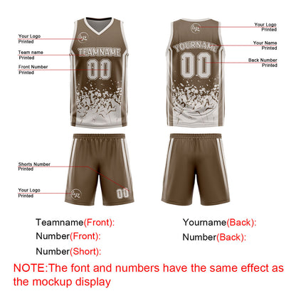 Benutzerdefinierte Langweilig Braun Grau Reversible Basketball Jersey Personalisierte Drucken Name Nummer Logo