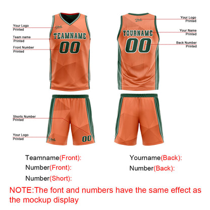 Benutzerdefinierte Orange Grün Reversible Basketball Jersey Personalisierte Drucken Name Nummer Logo