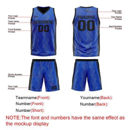 Benutzerdefinierte Blau Schwarz Reversible Basketball Jersey Personalisierte Drucken Name Nummer Logo