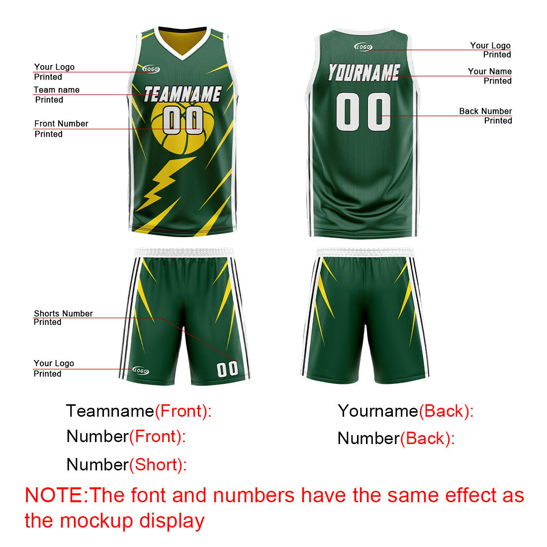 Benutzerdefinierte Grün Gelb Reversible Basketball Jersey Personalisierte Drucken Name Nummer Logo