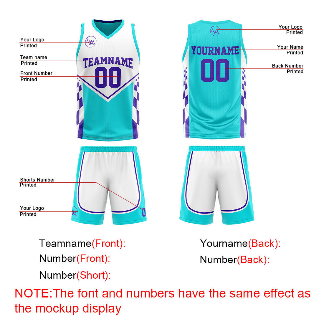 Benutzerdefinierte Hellblau Lila Reversible Basketball Jersey Personalisierte Drucken Name Nummer Logo