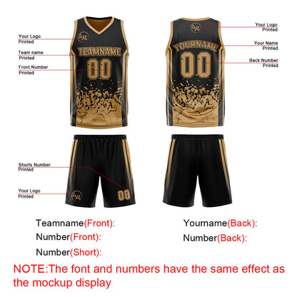 Benutzerdefinierte Braun Schwarz Reversible Basketball Jersey Personalisierte Drucken Name Nummer Logo