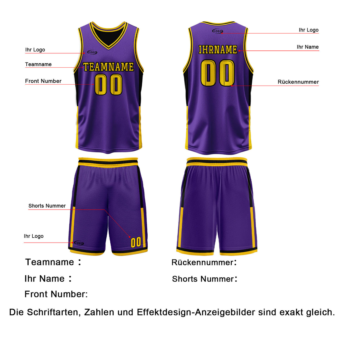 Benutzerdefinierte Lila Schwarz Gelb Reversible Basketball Jersey Personalisierte Drucken Name Nummer Logo