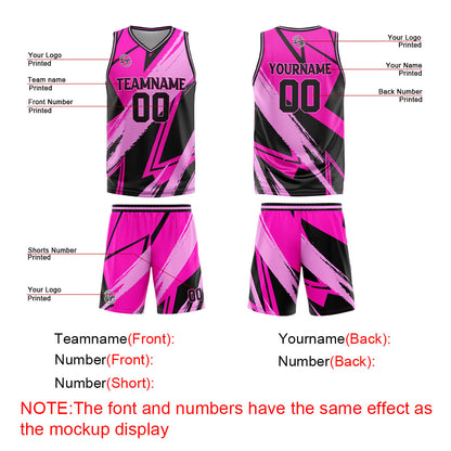 Benutzerdefinierter Rosa Schwarz Basketball Jersey Uniform Anzug gedruckt Ihr Logo Name Nummer