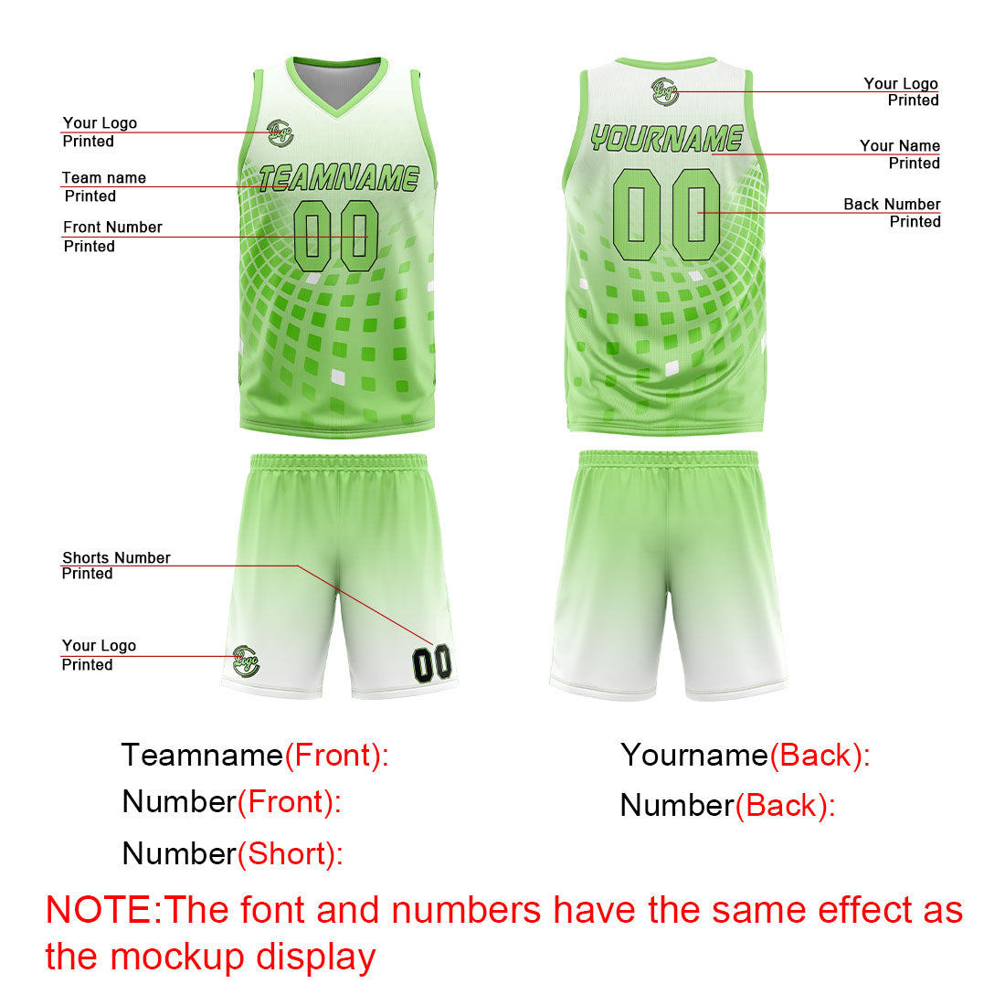 Benutzerdefinierter Weiß Grün Basketball Jersey Uniform Anzug gedruckt Ihr Logo Name Nummer