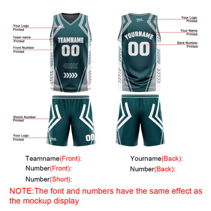 Benutzerdefinierte Langweilig Grün Grau Reversible Basketball Jersey Personalisierte Drucken Name Nummer Logo