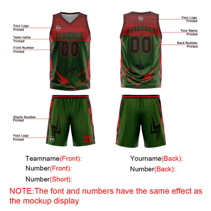 Benutzerdefinierter Grün Rot Basketball Jersey Uniform Anzug gedruckt Ihr Logo Name Nummer