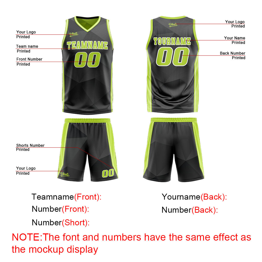 Benutzerdefinierte Schwarz Lichtgrün Reversible Basketball Jersey Personalisierte Drucken Name Nummer Logo