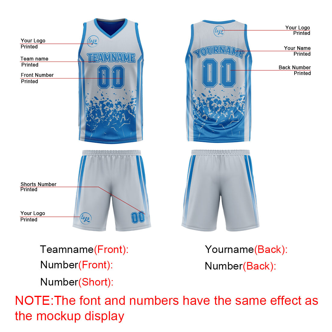 Benutzerdefinierte Blau Grau Reversible Basketball Jersey Personalisierte Print Name Nummer Logo