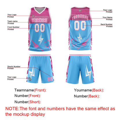 Benutzerdefinierter Blau Rosa Basketball Jersey Uniform Anzug gedruckt Ihr Logo Name Nummer