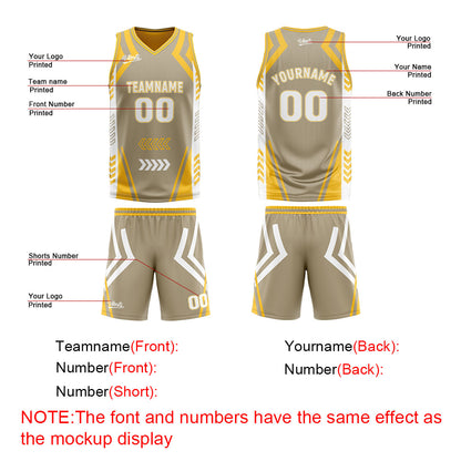 Benutzerdefinierte Grau Gelb Reversible Basketball Jersey Personalisierte Drucken Name Nummer Logo