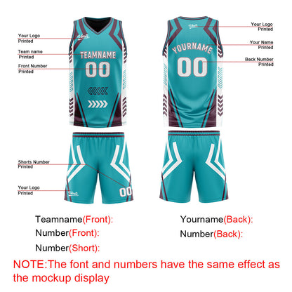 Benutzerdefinierte Cyan Jahrgang Lila Reversible Basketball Jersey Personalisierte Drucken Name Nummer Logo