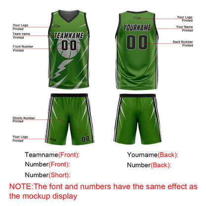 Benutzerdefinierte Grün Grau Reversible Basketball Jersey Personalisierte Drucken Name Nummer Logo