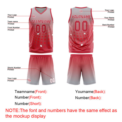 Benutzerdefinierter Grau Rot Basketball Jersey Uniform Anzug gedruckt Ihr Logo Name Nummer