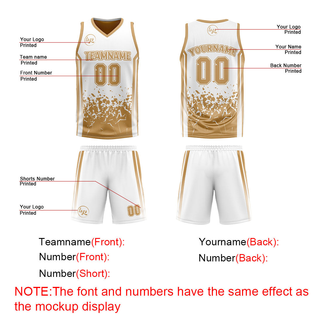Benutzerdefinierte Braun Weiß Reversible Basketball Jersey Personalisierte Drucken Name Nummer Logo