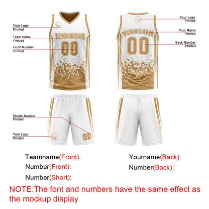 Benutzerdefinierte Braun Weiß Reversible Basketball Jersey Personalisierte Drucken Name Nummer Logo