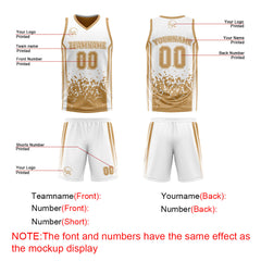 Benutzerdefinierte Braun Weiß Reversible Basketball Jersey Personalisierte Drucken Name Nummer Logo