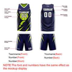 Benutzerdefinierte Marine Lichtgrün Reversible Basketball Jersey Personalisierte Drucken Name Nummer Logo