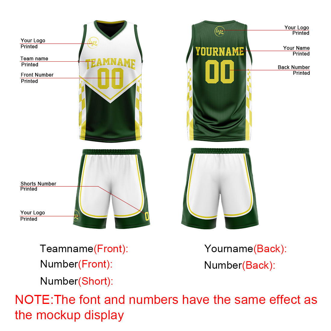 Benutzerdefinierte Langweilig Grün Gelb Reversible Basketball Jersey Personalisierte Drucken Name Nummer Logo