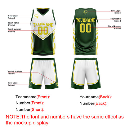 Benutzerdefinierte Langweilig Grün Gelb Reversible Basketball Jersey Personalisierte Drucken Name Nummer Logo