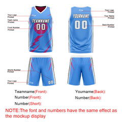Benutzerdefinierte Blau Rosa Reversible Basketball Jersey Personalisierte Drucken Name Nummer Logo
