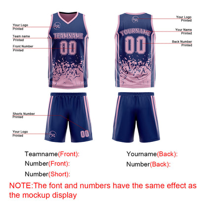 Benutzerdefinierte Marine Rosa Reversible Basketball Jersey Personalisierte Drucken Name Nummer Logo
