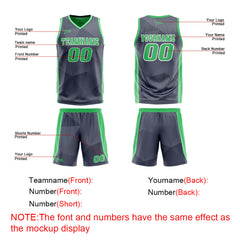 Benutzerdefinierte Marine Grün Reversible Basketball Jersey Personalisierte Drucken Name Nummer Logo