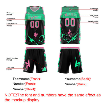 Benutzerdefinierter Schwarz Rosa Basketball Jersey Uniform Anzug gedruckt Ihr Logo Name Nummer