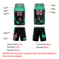 Benutzerdefinierter Schwarz Rosa Basketball Jersey Uniform Anzug gedruckt Ihr Logo Name Nummer