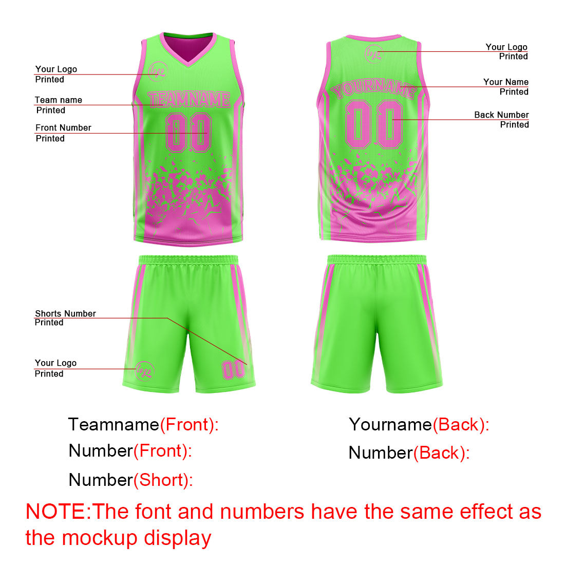 Benutzerdefinierte Grün Rosa Reversible Basketball Jersey Personalisierte Drucken Name Nummer Logo