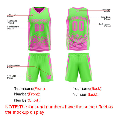 Benutzerdefinierte Grün Rosa Reversible Basketball Jersey Personalisierte Drucken Name Nummer Logo