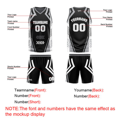 Benutzerdefinierte Schwarz Grau Reversible Basketball Jersey Personalisierte Drucken Name Nummer Logo