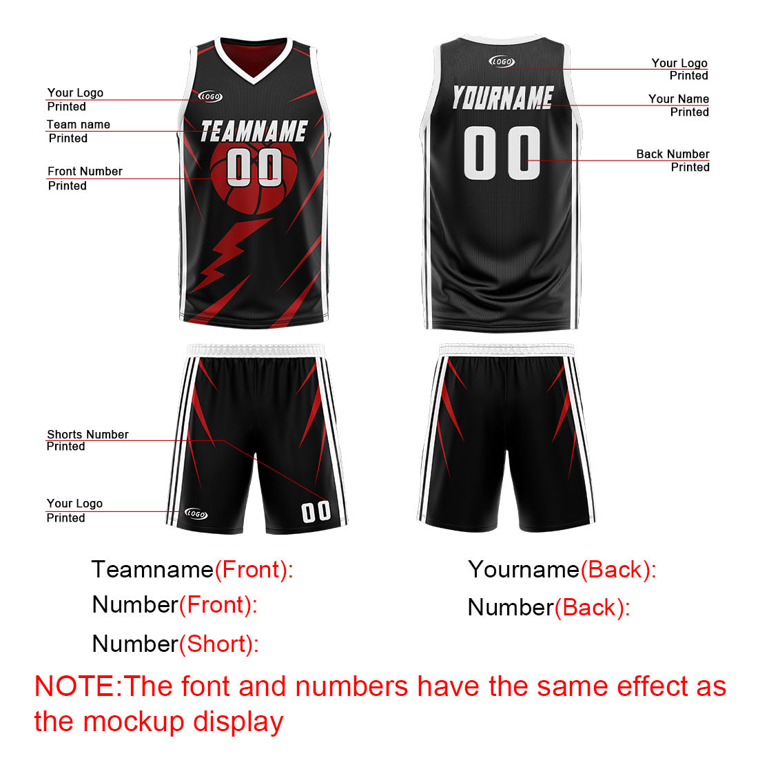 Benutzerdefinierte schwarz Rot Reversible Basketball Jersey Personalisierte Drucken Name Nummer Logo