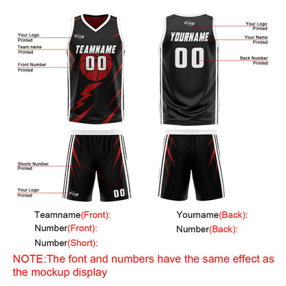Benutzerdefinierte schwarz Rot Reversible Basketball Jersey Personalisierte Drucken Name Nummer Logo