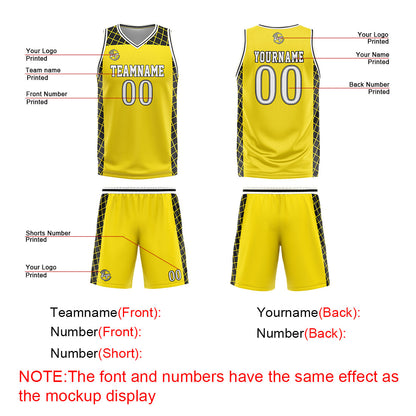 Benutzerdefinierter Gelb Schwarz Basketball Jersey Uniform Anzug gedruckt Ihr Logo Name Nummer