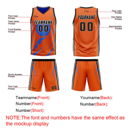 Benutzerdefinierte Orange Blau Reversible Basketball Jersey Personalisierte Drucken Name Nummer Logo