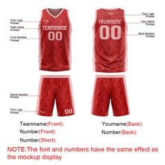 Benutzerdefinierte Rot Rosa Reversible Basketball Jersey Personalisierte Drucken Name Nummer Logo