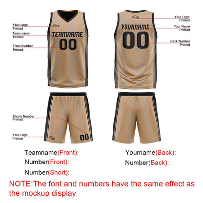 Benutzerdefinierte Braun Schwarz Reversible Basketball Jersey Personalisierte Drucken Name Nummer Logo