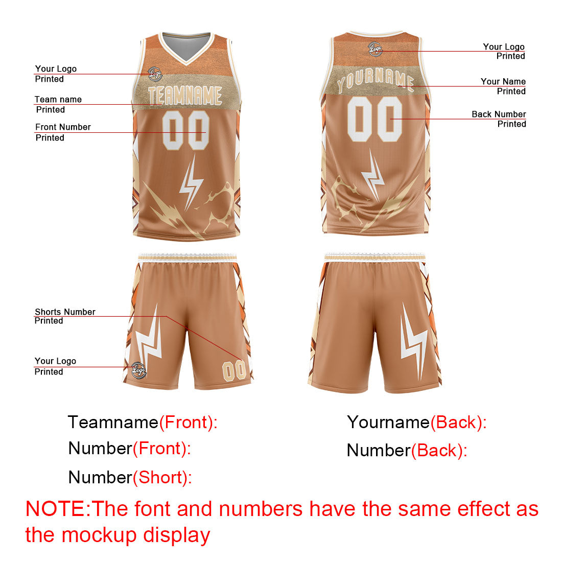 Benutzerdefinierter Braun Weiß Basketball Jersey Uniform Anzug gedruckt Ihr Logo Name Nummer
