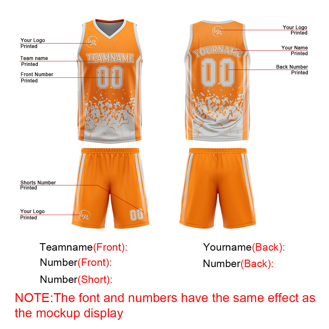 Benutzerdefinierte Orange Grau Reversible Basketball Jersey Personalisierte Drucken Name Nummer Logo