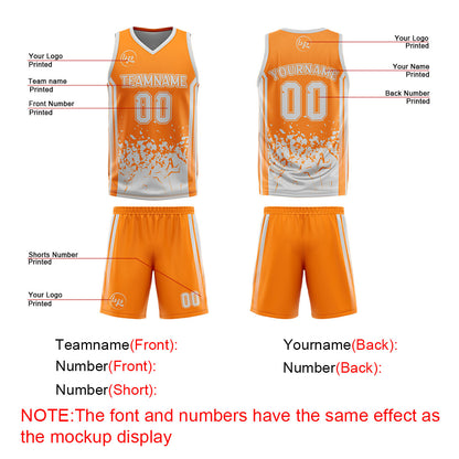 Benutzerdefinierte Orange Grau Reversible Basketball Jersey Personalisierte Drucken Name Nummer Logo