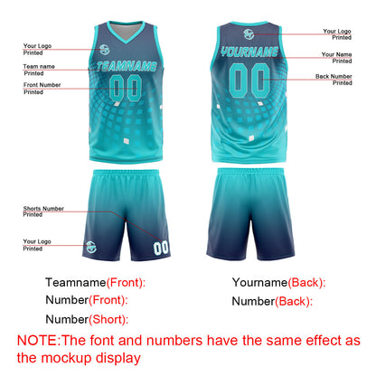 Benutzerdefinierter Marine Cyan Basketball Jersey Uniform Anzug gedruckt Ihr Logo Name Nummer