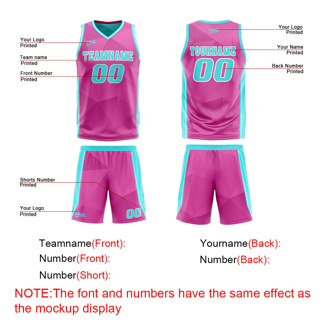 Benutzerdefinierte Rosa Cyan Reversible Basketball Jersey Personalisierte Drucken Name Nummer Logo