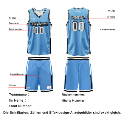 Benutzerdefinierte Blau Weiß Reversible Basketball Jersey Personalisierte Drucken Name Nummer Logo