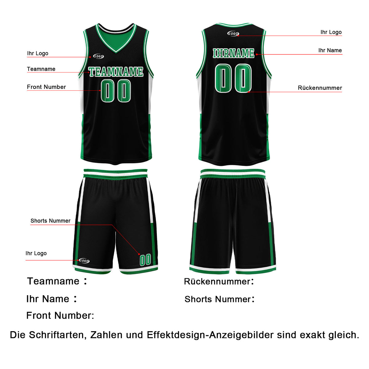 Benutzerdefinierte Schwarz Grün Reversible Basketball Jersey Personalisierte Drucken Name Nummer Logo