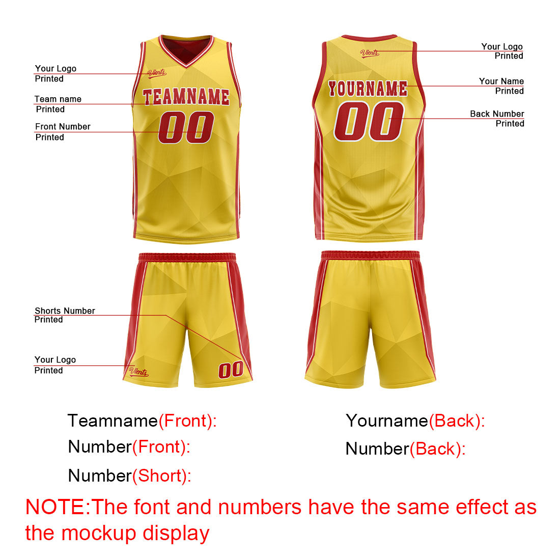 Benutzerdefinierte Gelb Rot Reversible Basketball Jersey Personalisierte Drucken Name Nummer Logo