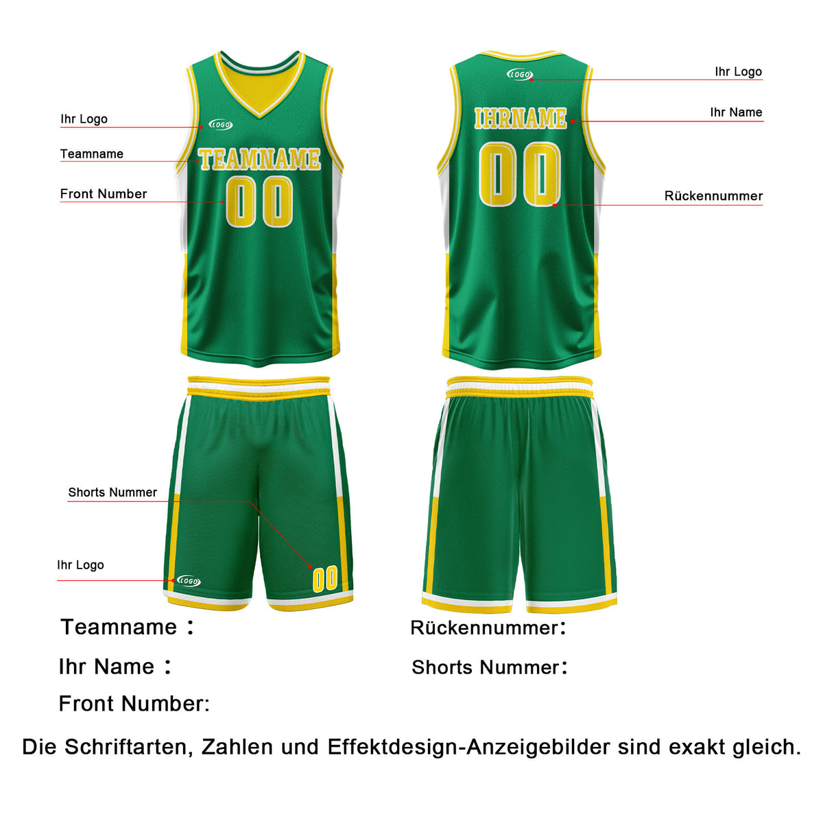 Benutzerdefinierte Grün Gelb Reversible Basketball Jersey Personalisierte Drucken Name Nummer Logo